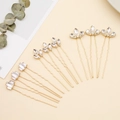 Lot de 10 épingles à cheveux dorées en U avec strass élégants pour coiffures de mariage - HS-J4725 Or (9 pièces/paquet)