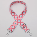 Adjustable crossbody strap with pink and blue geometric patterns and silver hooks - Style 580 / Silver