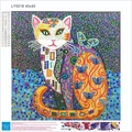 DIY 5D diamond painting kit featuring a colorful mosaic cat pattern, model LY5018 40x40 - LY5018 Modern Cat