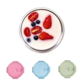 Round stainless steel food containers with pink, blue, and green airtight lids - Round 420ml / Rock Pink