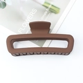 Brown matte hollow square hair claw clip with stylish leopard print pattern - Butter Coffee
