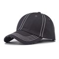 Distressed black washed cotton baseball cap with white thick contrast stitching decor - Adjustable / Dark Gray