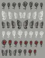 5D embossed black rose and butterfly nail art stickers with 3D floral textures, model to288 - 288 Retro Red Black Rose Butterfly (288)