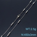 Silver beaded titanium steel necklace 450x3mm minimalist chain weighing 2.5g - Steel Color Necklace (KN232163-Z)