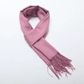 Classic soft cashmere-like long scarf in dusty rose pink with fringe detail - Dusty Pink
