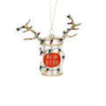 Creative Rein Beer reindeer glass Christmas ornament with gold glitter antlers and lights - Style 07-Reindeer Beer Can