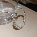 Detailed macro view of delicate white pearls and sparkling rhinestones on the beaded bracelet - Silver Beaded Ring Bracelet (14# Bracelet-Silver)