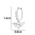 Silver winged ear cuff with cubic zirconia 1.6cm height and 0.8cm width size detail - Wing Style (2625-4#) / Silver