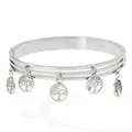 Meerdere lagen roestvrijstalen armband in zilver met vijf levensboom hangers - Zilver (PAS877)
