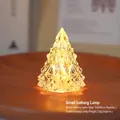 Small iceberg bedside lamp with warm yellow light on wooden tray, 5x5x6cm size - Small / Bulk/Loose Packaging