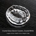 Textured crystal glass glacier coaster in crystal white with irregular ripple pattern - Crystal White (Mat)