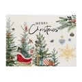 Christmas placemat with hand-drawn tree and sled design on beige canvas texture - CD101-5 (Merry Christmas Hand-drawn)