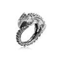 Vintage silver chameleon wrap ring with detailed scales and punk style aesthetic - Chameleon Style (R-62)