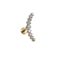 Gold titanium curved bar labret stud with marquise cubic zirconia for ear piercing - NO 7-Fine Zirconia Curved / 1.2x8mm / Gold