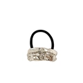 Sleek silver liquid metal hair tie with irregular textured alloy detail on black cord - Liquid Brushed 5cm / Silver