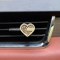 Car air vent aromatherapy heart clip with brown rhinestones and LOVE lettering in beige - LOVE Cream