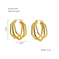 Three-layer geometric 18K gold plated stainless steel twisted hoop earrings in 30mm size - Triple Intertwined Geometric Style (ZX1278)