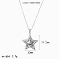 Detail view of a 18k gold star pendant showing specific size dimensions and measurements - Necklace Style TN60158-S