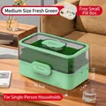 Medium green first aid storage box with multi-layer dividers and portable mini pill case - Medium / Fresh Green
