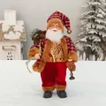 Traditionelle 30cm Weihnachtsmann-Figur im rot-goldenen Mantel mit ethnischem Muster - Rot-Gold Muster Klassischer Stil