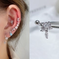 Silver butterfly helix stud with sparkling cubic zirconia and marquise drop pendant - EGD37 Butterfly Marquise Pendant