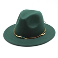 Dettaglio del cappello fedora in lana verde scuro con fascia intrecciata e perline - Verde Scuro