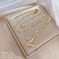 Goudkleurige titaniumstalen vlinderketting met kristal en technische specificaties - F408 Transparante Vlinderketting (Titanium Ketting Koperen Hanger)