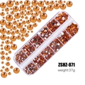 12-grid box of orange amber flatback rhinestones for DIY nail art and resin crafts - Amber (ZSHZ-871)