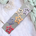 Five-piece glitter star hair clips set in assorted candy colors on display card - 5cm Glitter Star Hair Clips 5Pcs Set (I1)