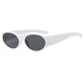 Lunettes de soleil ovales rétro avec monture blanc brillant et verres gris foncé - Monture Blanche Verres Gris