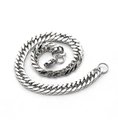 Bracciale a catena cubana in acciaio al titanio argento lucido con chiusura a moschettone - Bracciale Color Acciaio 210*6mm