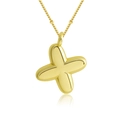 Collier à pendentif fleur bulle dorée avec chaîne à billes fine au design moderne - Lettre X