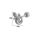 Silver butterfly cartilage earring with zircon and pearl accents, size 0.9x0.7cm - 3# Silver