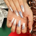 JP2683-White Silver Glitter Rhinestone Pearl