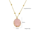 Collana placcata oro 14K con ciondolo in amazzonite rosa ovale e perline dorate - Quarzo Rosa 1