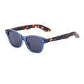 Vintage rectangle sunglasses with transparent blue frame and tortoiseshell patterned temples - Bright Transparent Blue Demi Tea Silver Grey Lens
