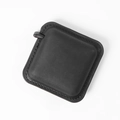 Handmade crazy horse leather mini tape measure keychain in classic black finish - Crazy Horse Leather Square / Black
