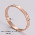Detail of rose gold checkered bangle showing 8mm width and 63x54mm inner dimensions - Men's Rose Gold