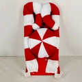 Detalle de decoraciones de caramelos de Navidad en felpa roja y blanca sobre cartón - Astas de Coche de Felpa Corta Color Caramelo