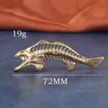 Vintage style fish bone keychain pendant in brass metal, length 72mm and weight 19g - Fish Bone Structure