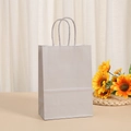 White kraft paper gift bag with twisted handles and sunflower decor on beige table - 15x11x6cm Matching Handle / Silver