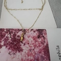 Double-layered gold letter necklace with paperclip chain and pear-shaped pendant - Letter I (20240329（3-6-10）)