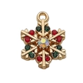 Ciondolo a fiocchetto di neve dorato con strass colorati per la creazione di gioielli - Fiocco di Neve di Natale con Strass (12538) / 1 Pezzo (15x19mm) / Colorato