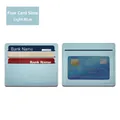 Light blue slim card holder with lychee pattern PU leather and four functional card slots - 4 Slots Window Style / Light Blue
