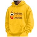 Felpa gialla con cappuccio e stampa tacchino Gobble Til You Wobble con tasca a marsupio - S / Giallo brillante (Gobble)