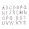 Sparkling silver A-Z alphabet pendants with rhinestones for DIY jewelry making - 26-Piece White K Letter Set