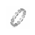 Detailed macro shot of silver-colored ring featuring traditional lucky coin patterns - Size 5 / Silver