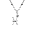 Minimalist stainless steel chain necklace with a silver Pisces zodiac sign pendant - Pisces / 1 Piece / Steel