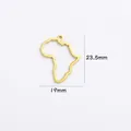 Detail showing 18K gold stainless steel Africa map charm with dimensions 19mm by 23.5mm - Style 1 Gold