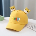 Bright yellow kids baseball cap with 3D plush animal ears and HAP embroidery - Yellow Little Tiger